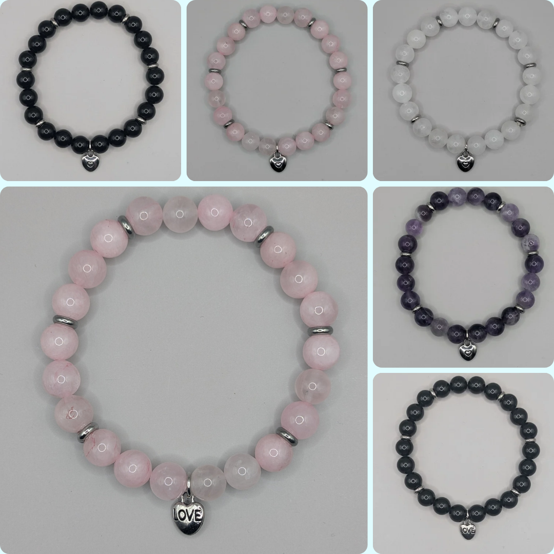 Love Heart Charm Bracelet - 8mm Silver