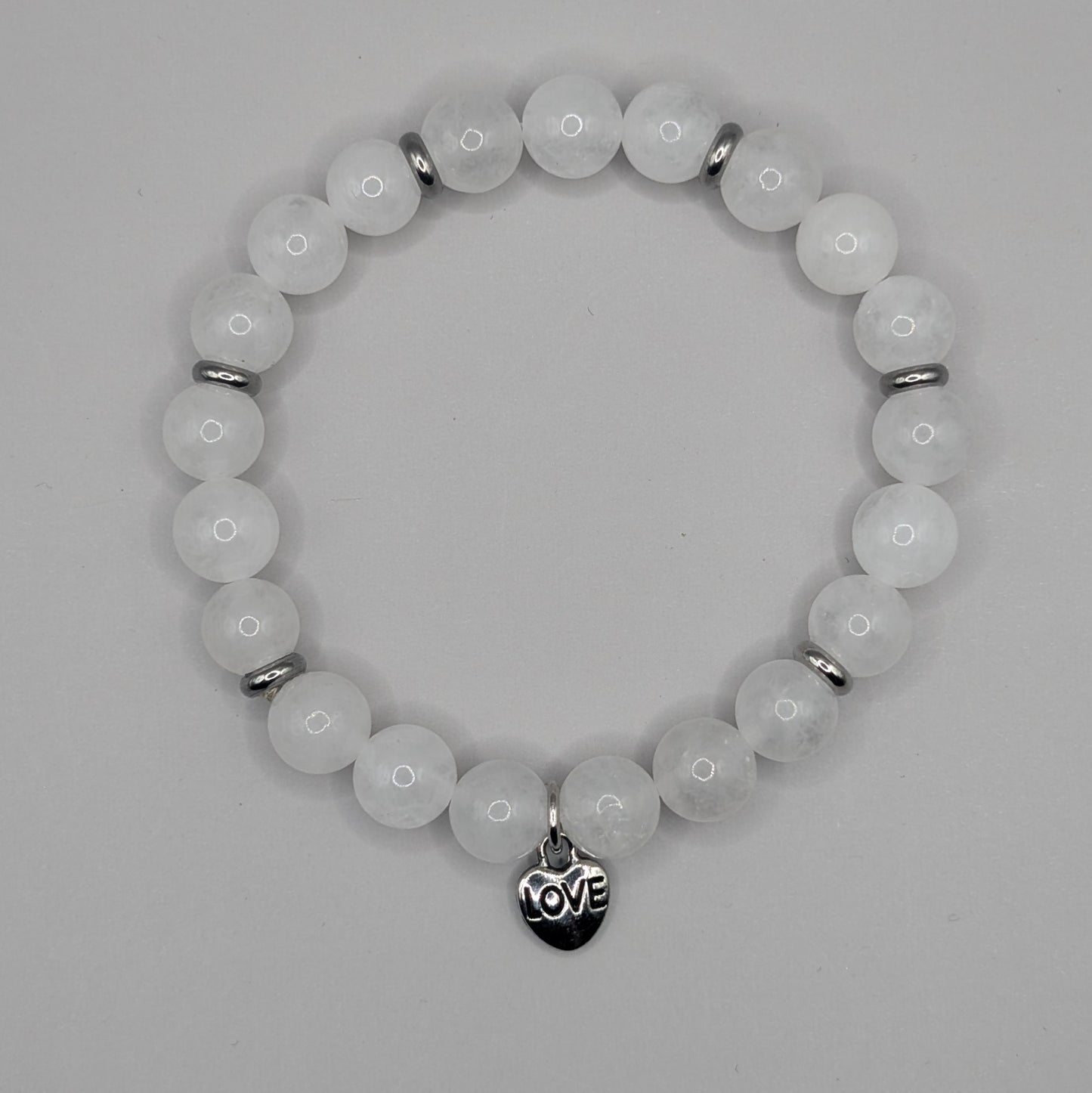 Love Heart Charm Bracelet - 8mm Silver