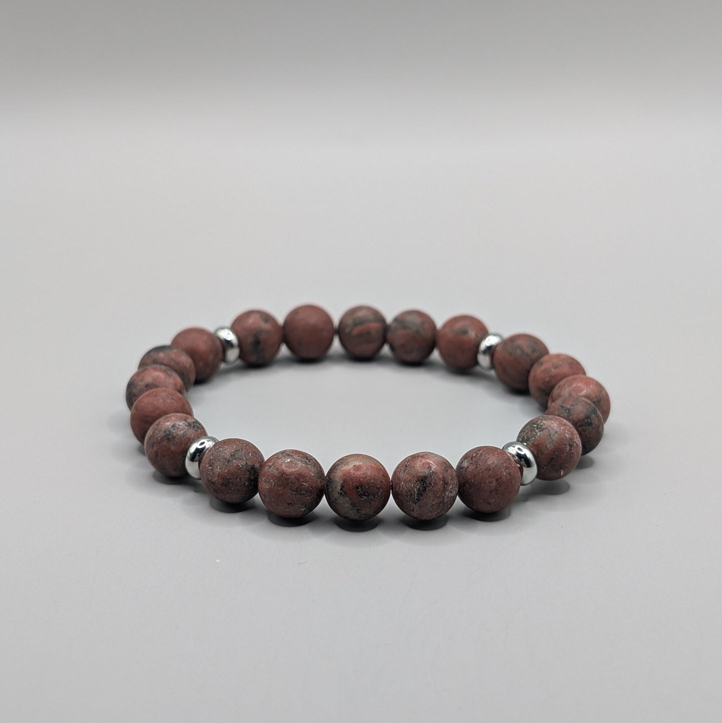 Red Jasper & Stainless Steel Bracelet - 8mm Matte