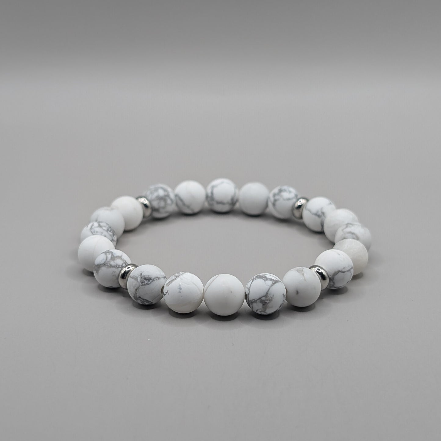 Howlite & Stainless Steel Bracelet - 8mm Matte