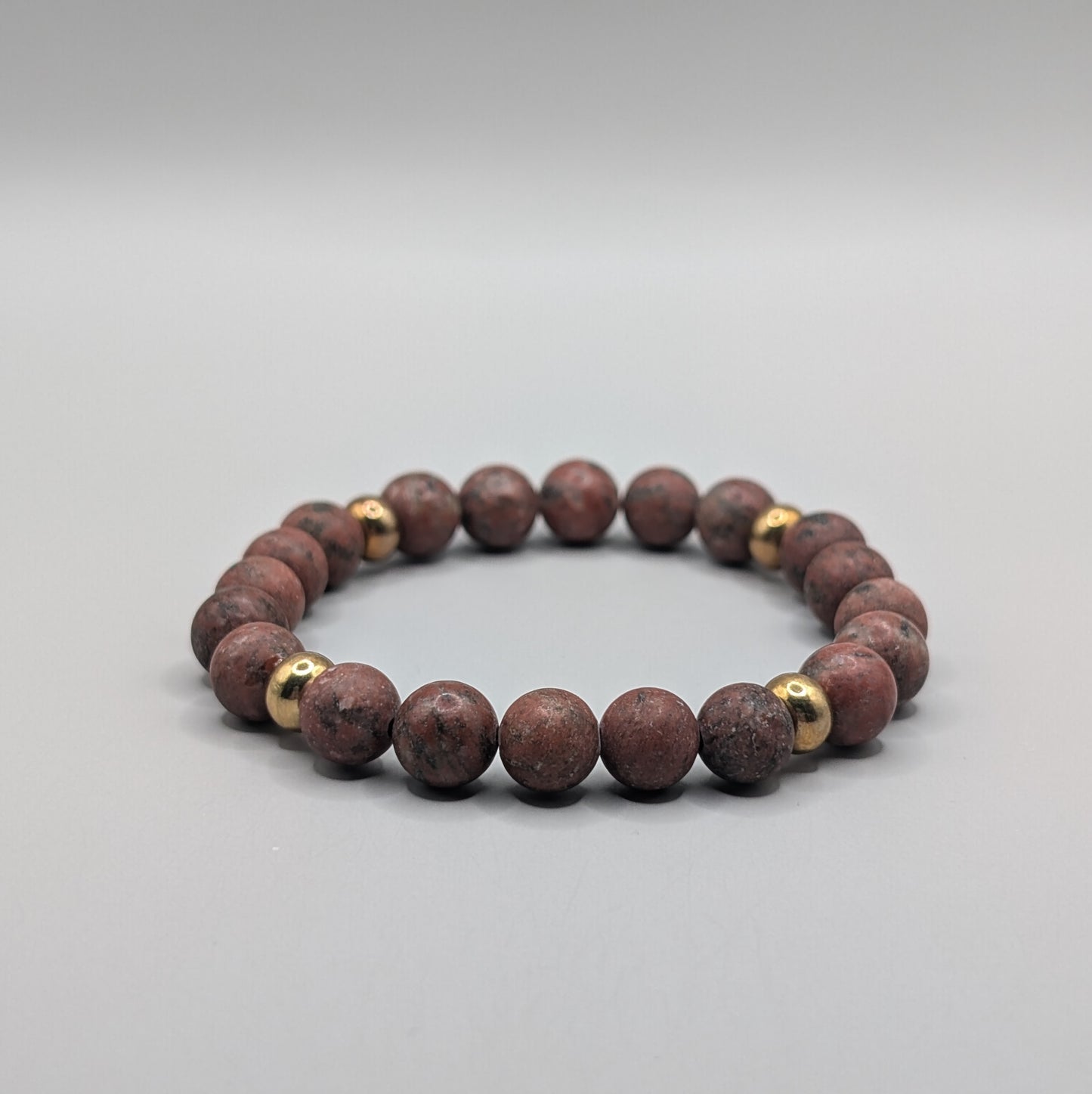 Red Jasper & Brass Bracelet - 8mm Matte