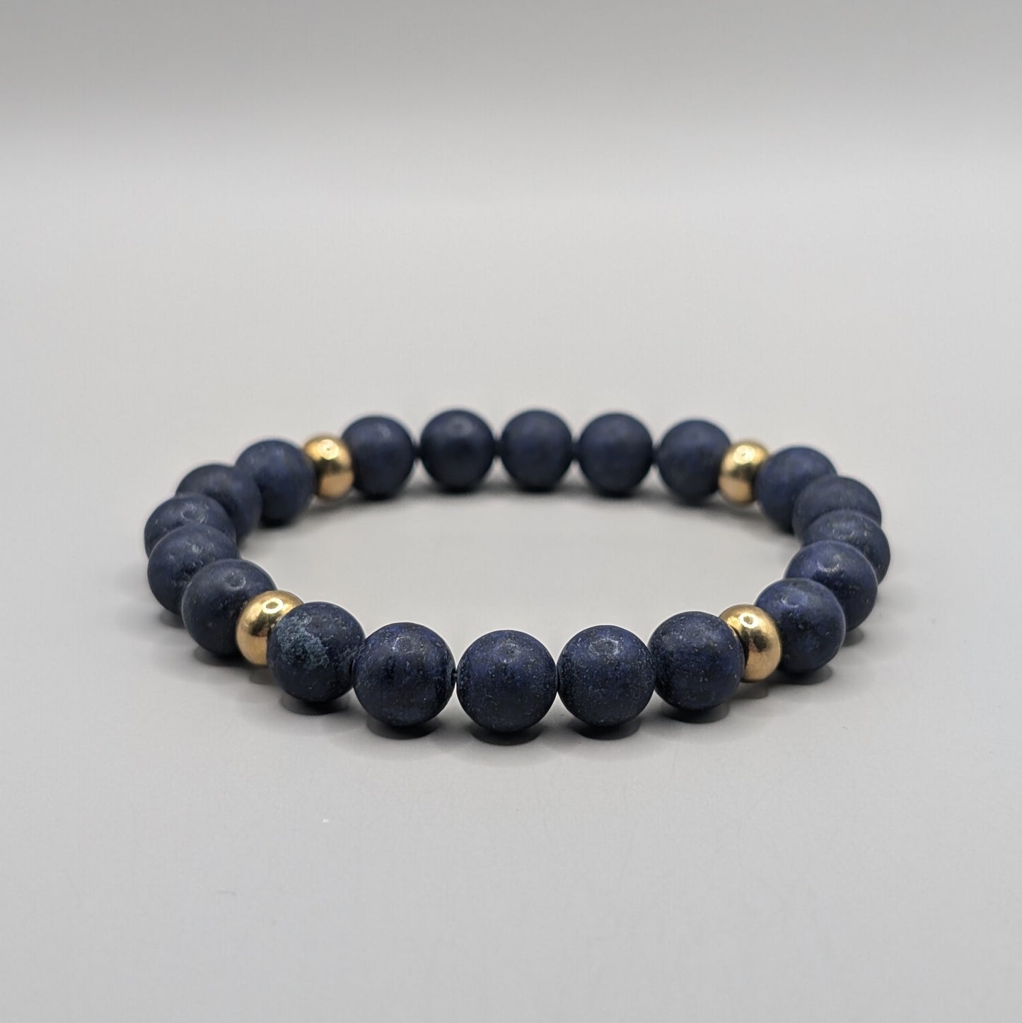 Lapis Lazuli & Brass Bracelet - 8mm Matte