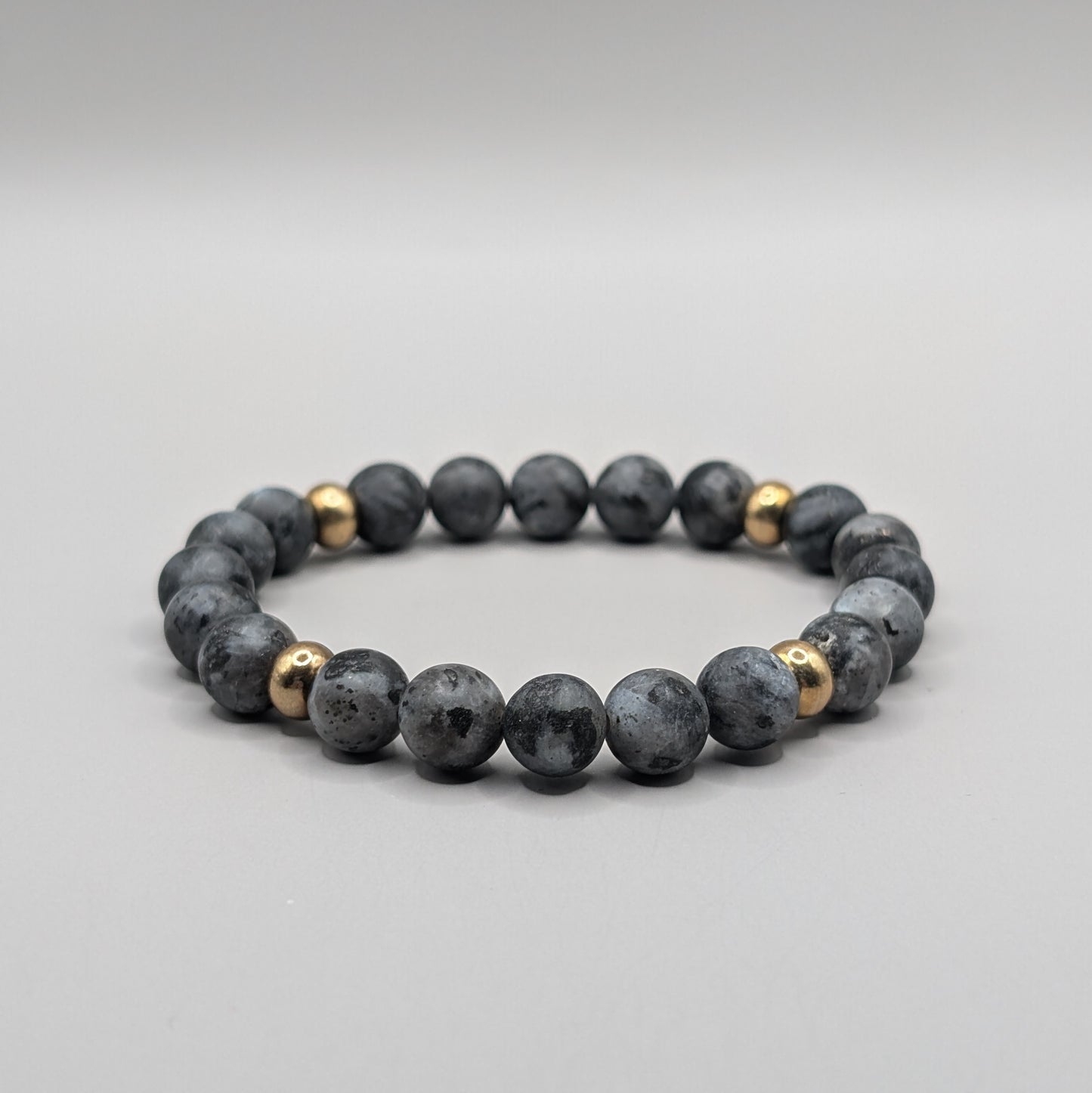 Labradorite & Brass Bracelet - 8mm Matte