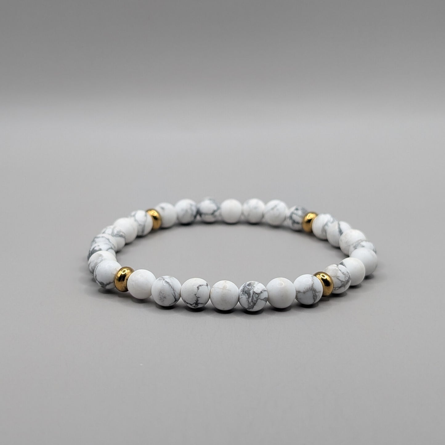 Howlite & Brass Bracelet - 6mm Matte