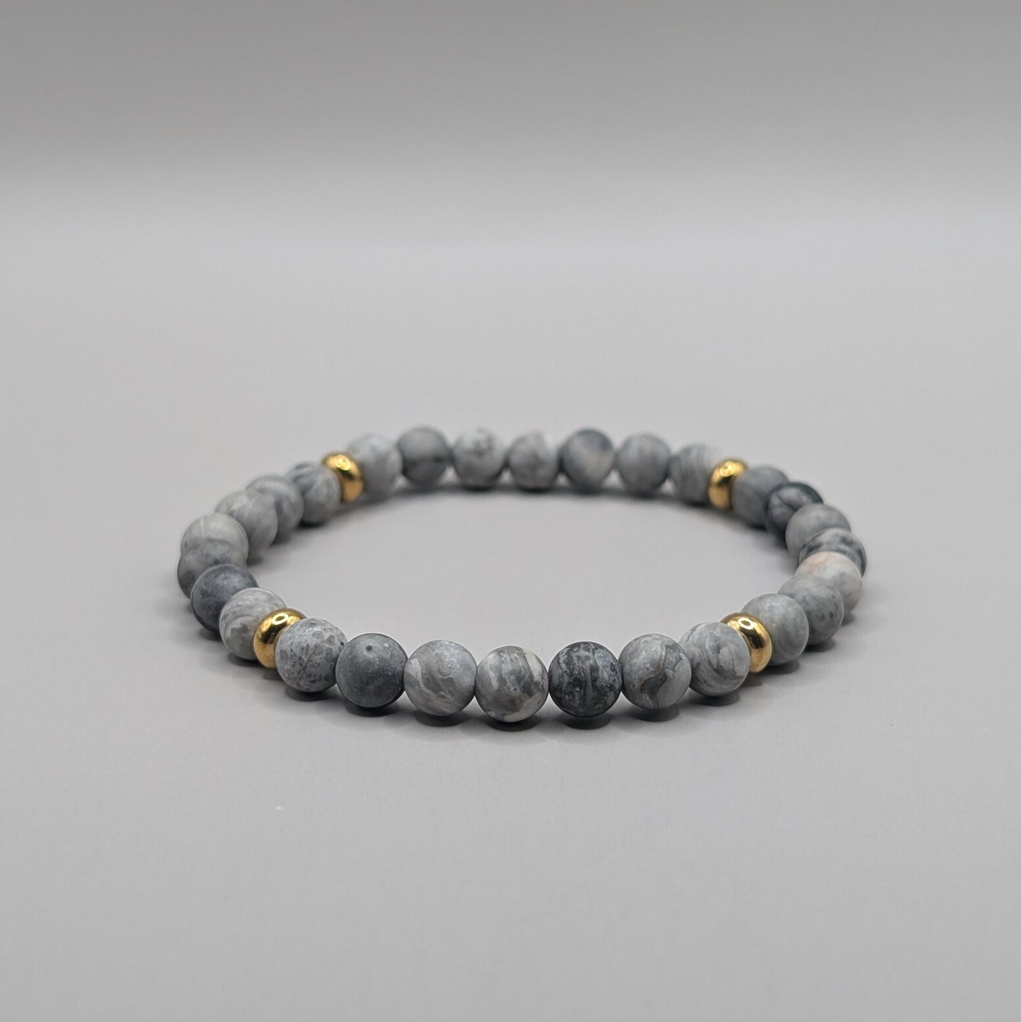 Map Stone & Brass Bracelet - 6mm Matte