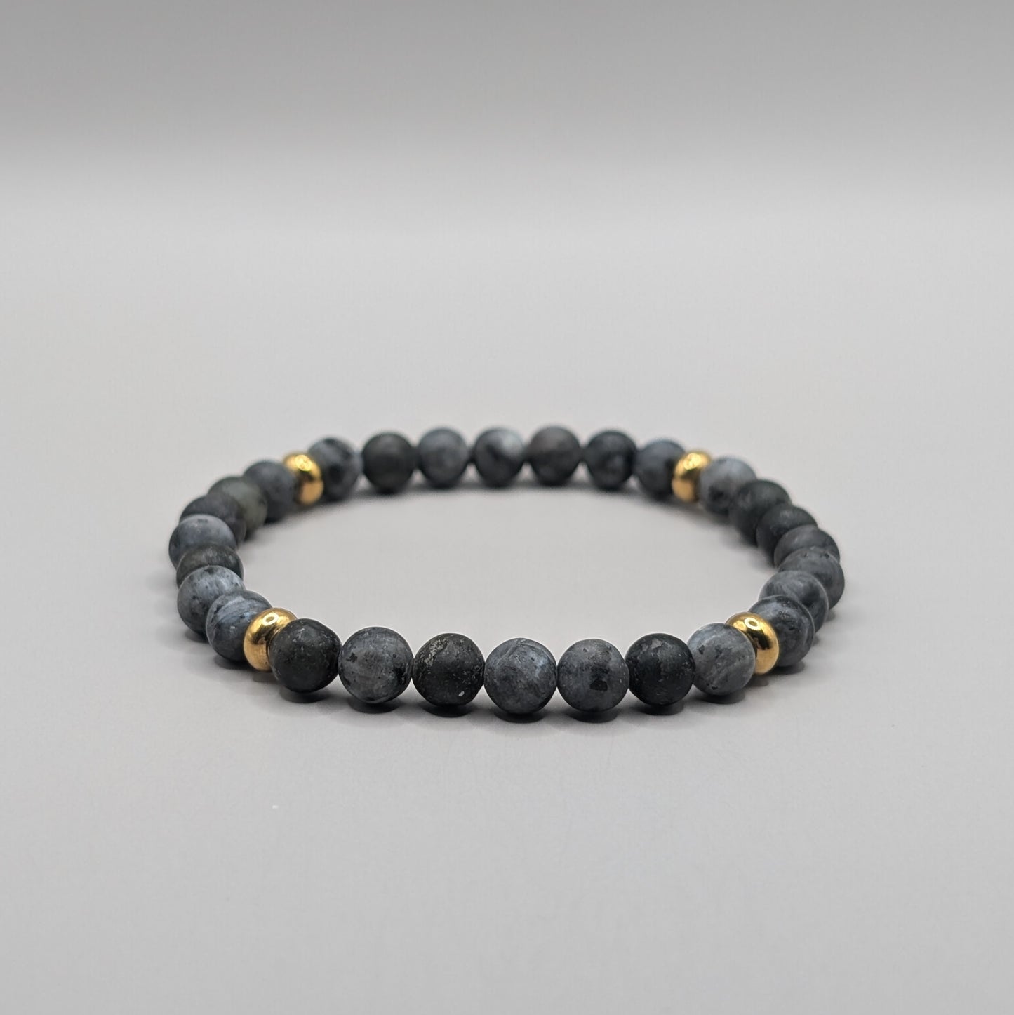 Labradorite & Brass Bracelet - 6mm Matte
