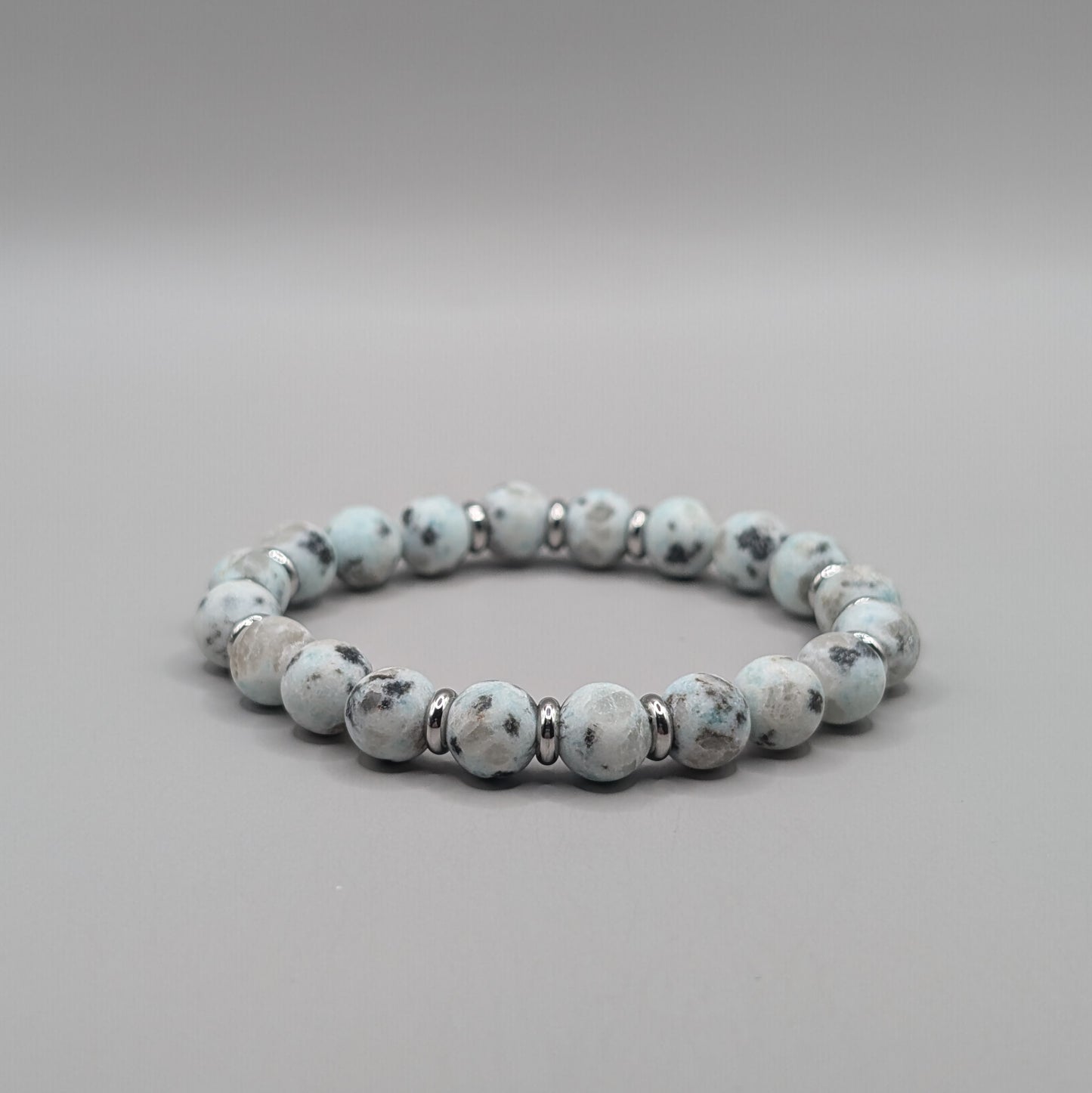Sesame Seed Jasper & Stainless Steel Bracelet - 8mm Matte