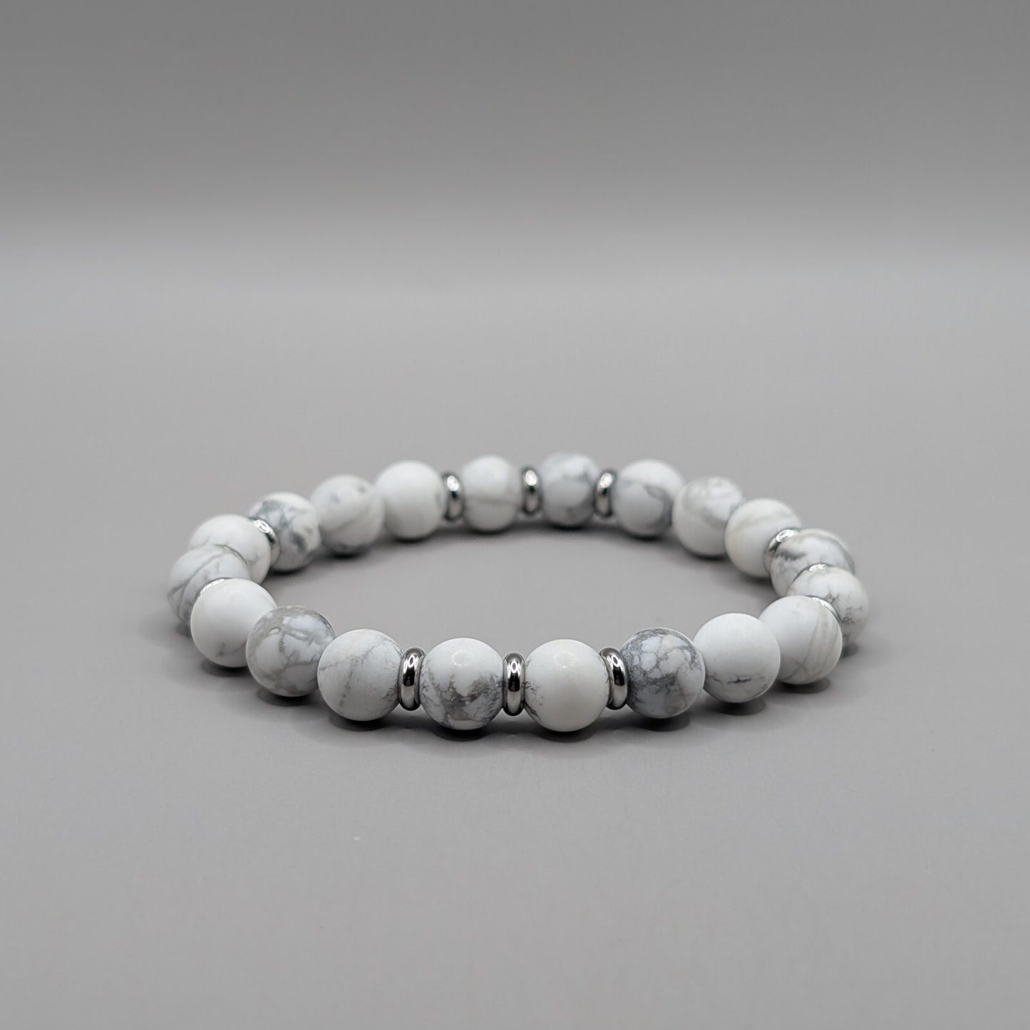 Howlite & Stainless Steel Bracelet - 8mm Matte