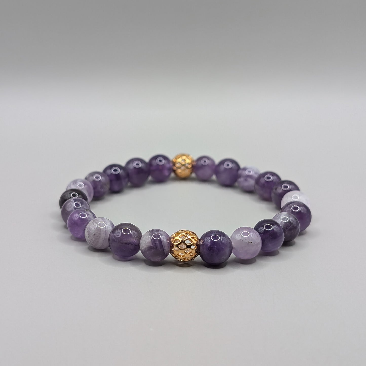 Amethyst & Gold Bracelet - 8mm Polished