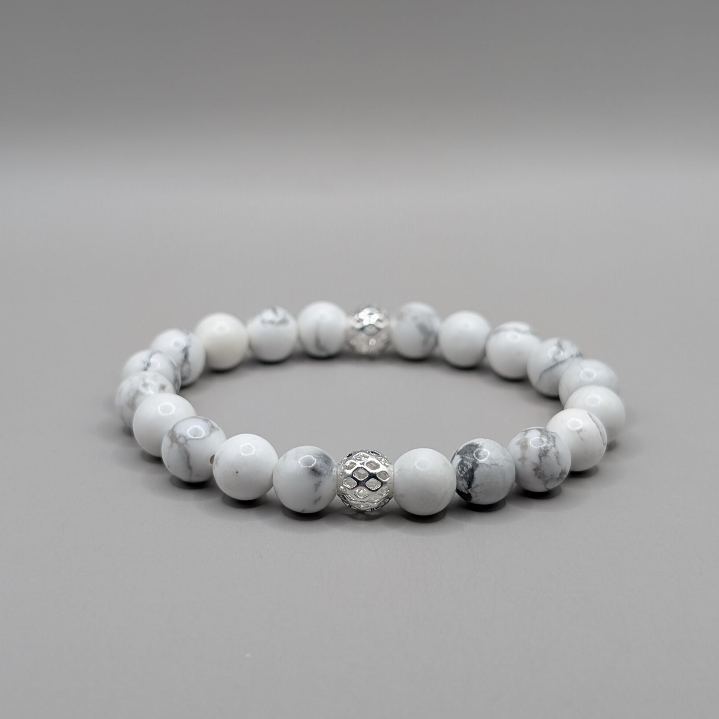 Howlite & Silver Bracelet - 8mm Polished