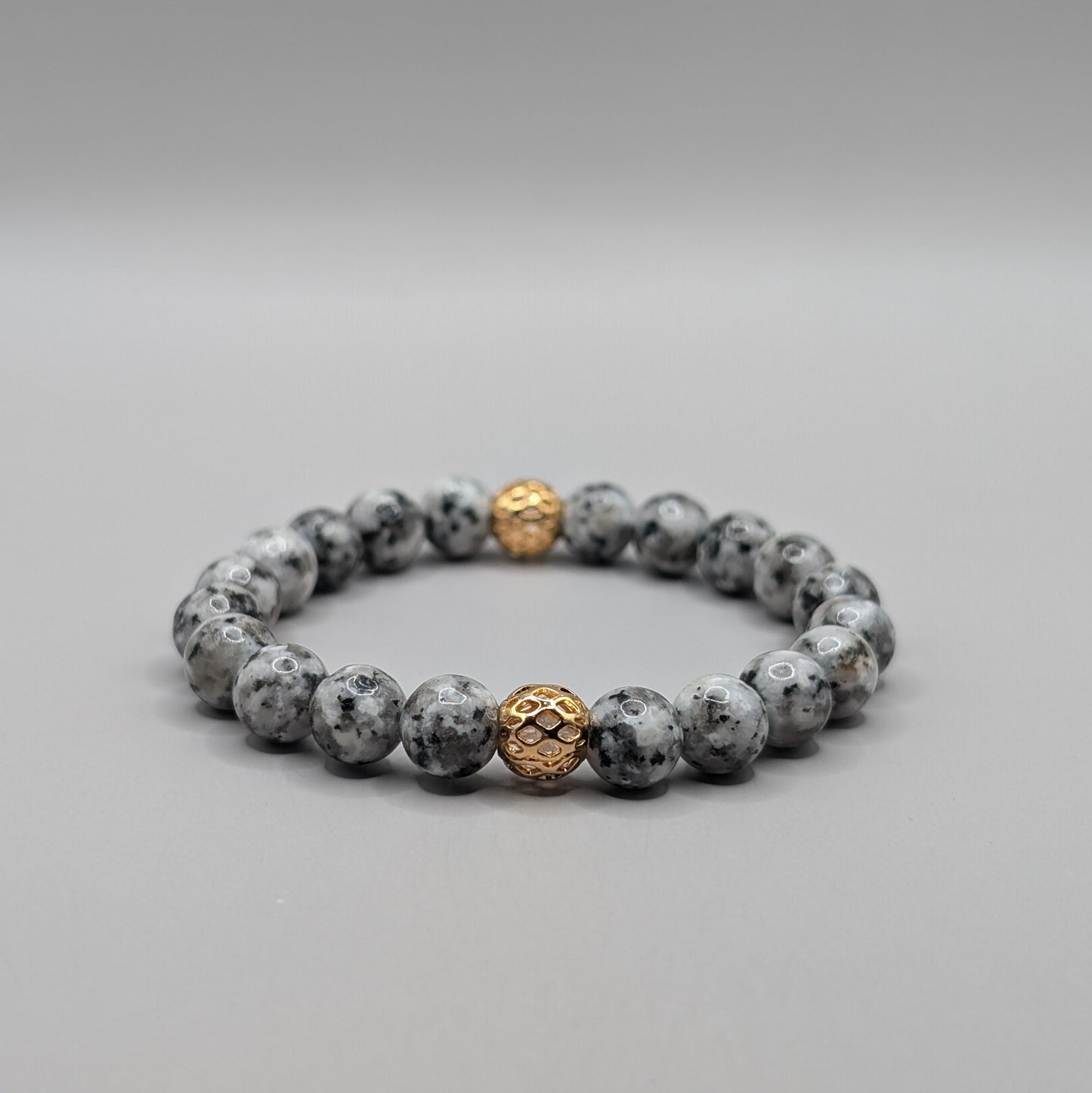 Dalmatian Jasper & Gold Bracelet - 8mm Polished