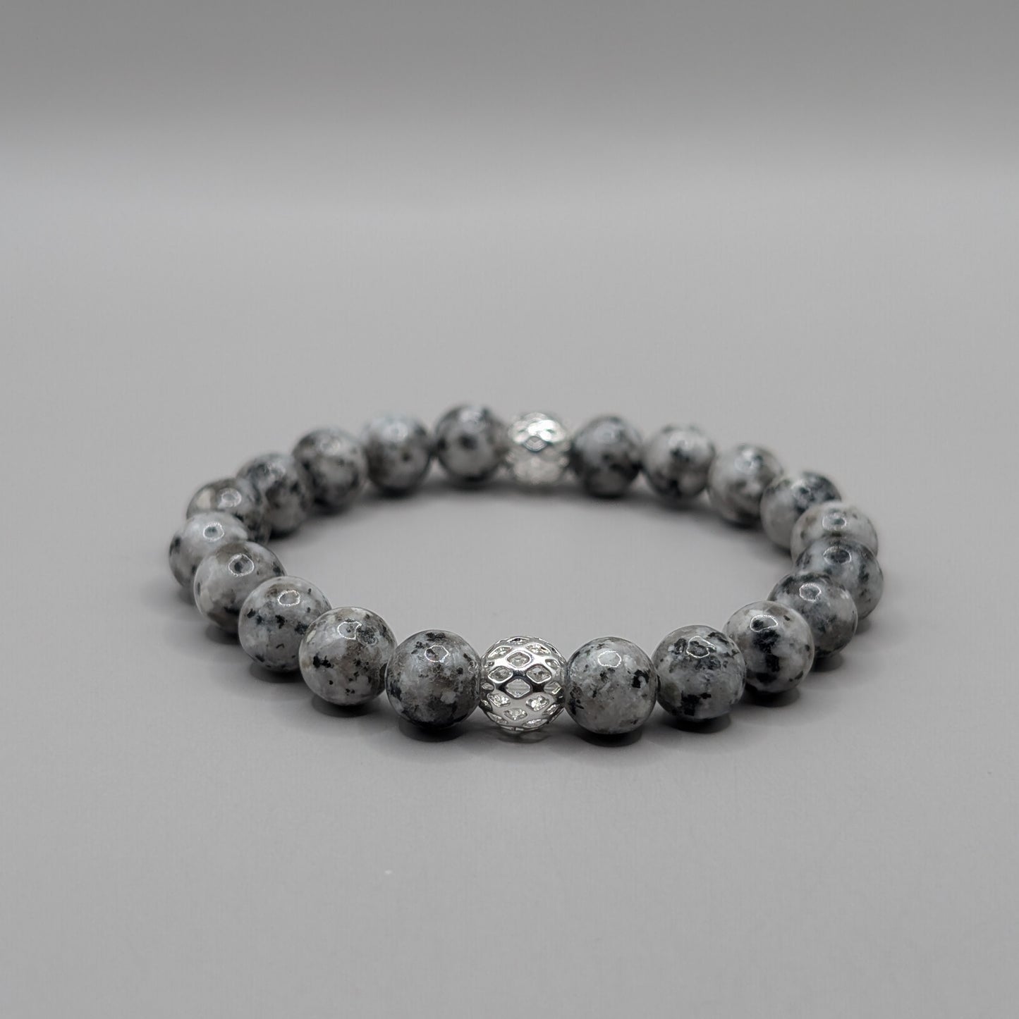 Dalmation Jasper & Silver Bracelet - 8mm Polished