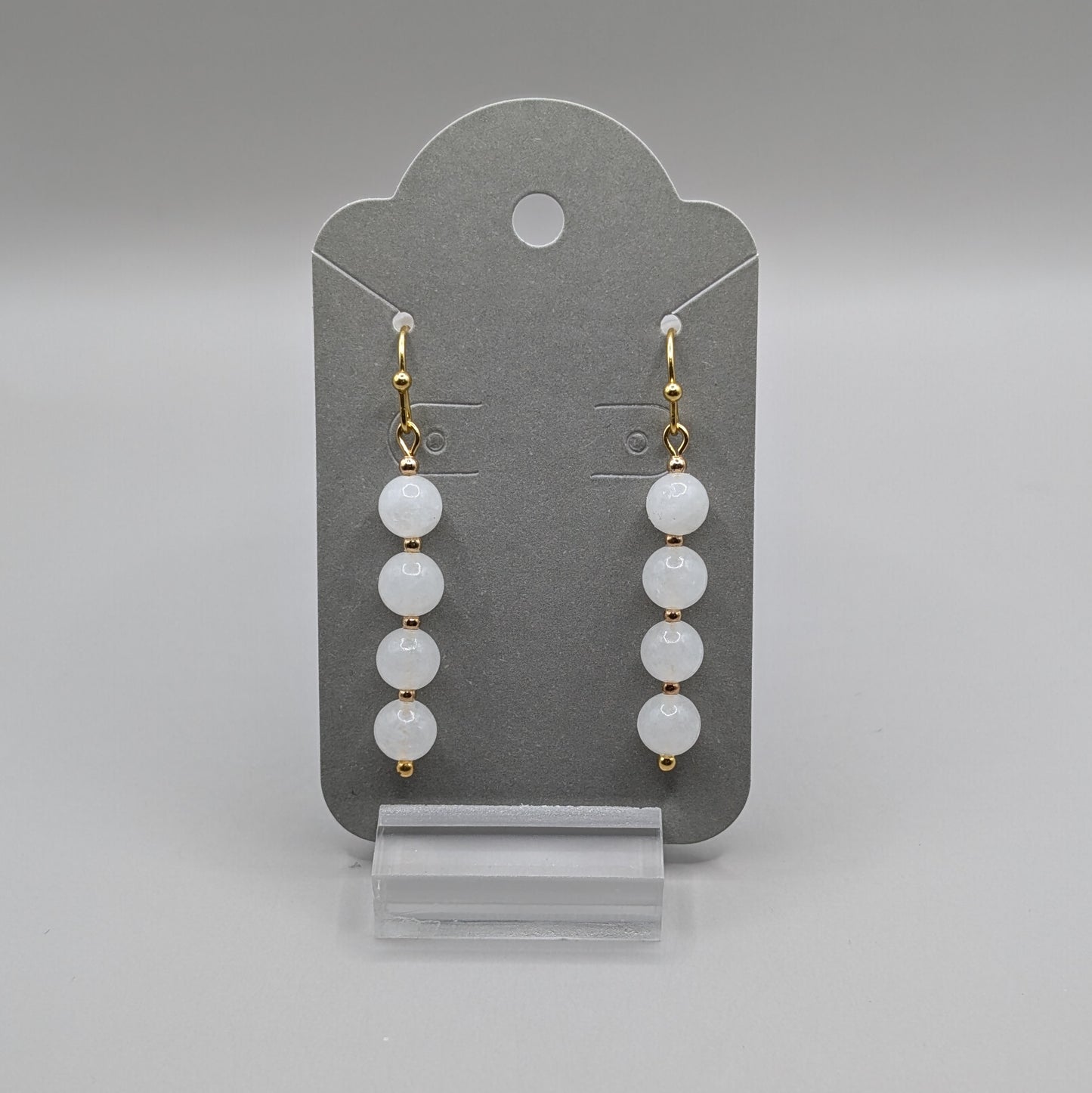 White Jade Earrings - Gold