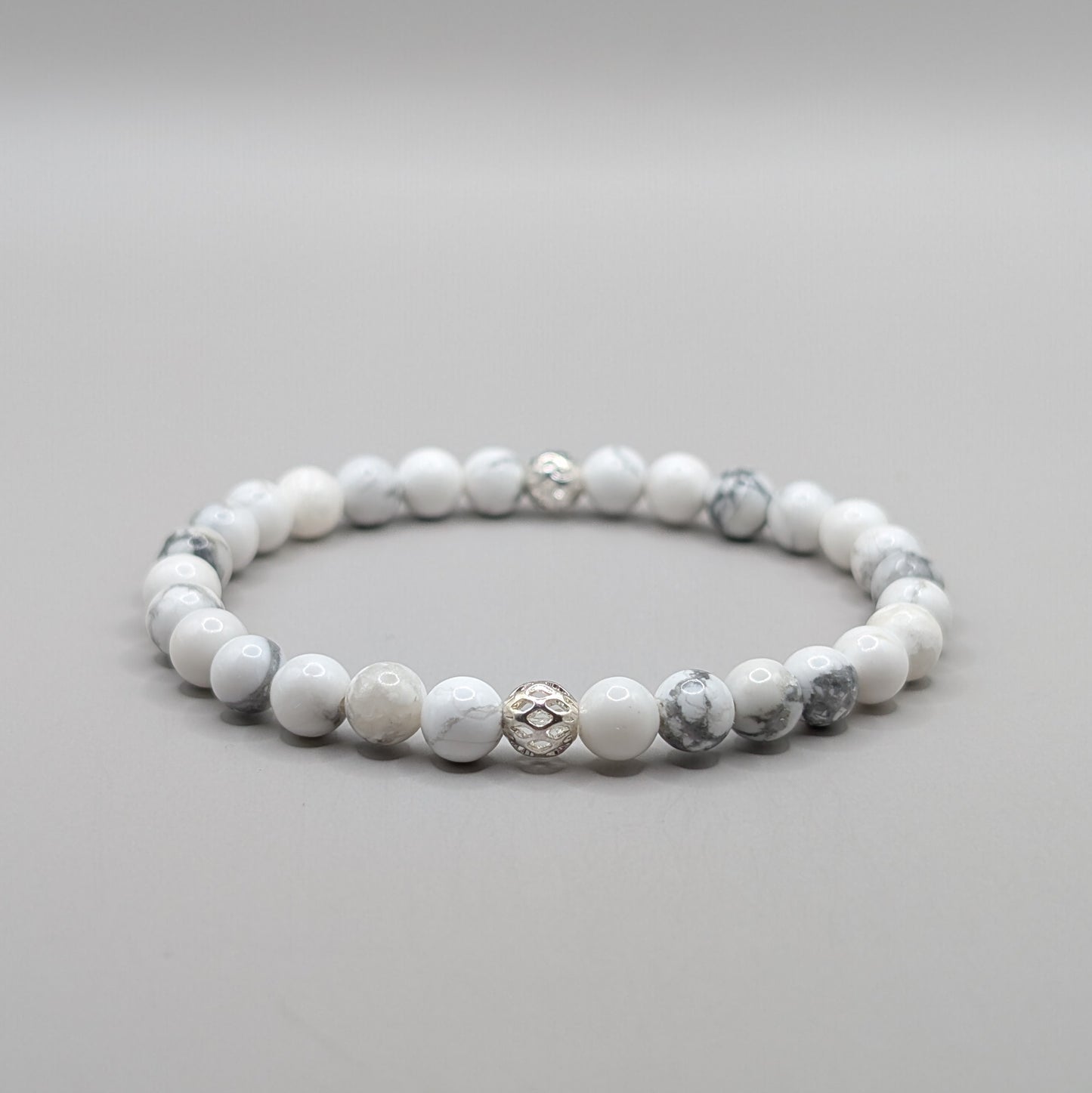 Howlite & Silver Bracelet - 6mm Polished