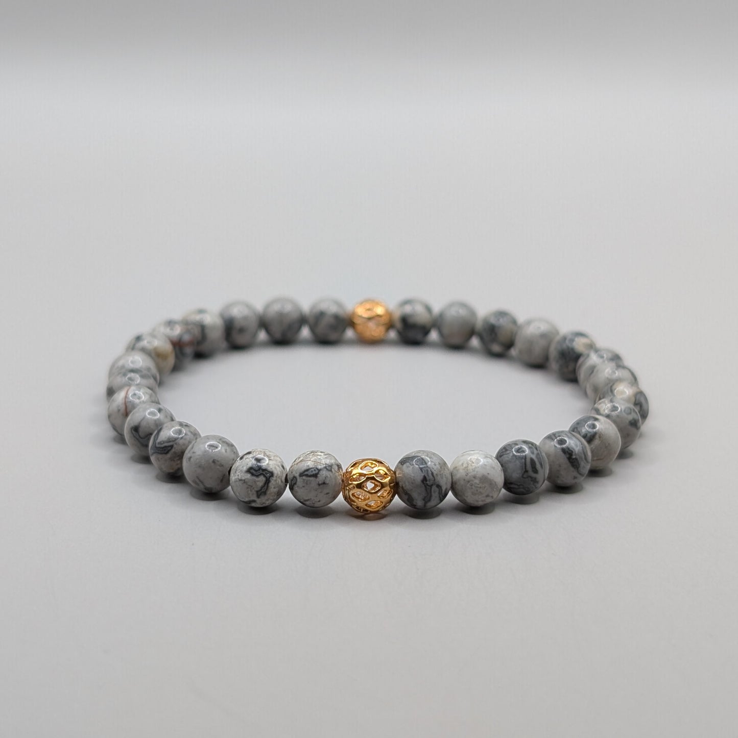 Map Stone & Gold Bracelet - 6mm Polished