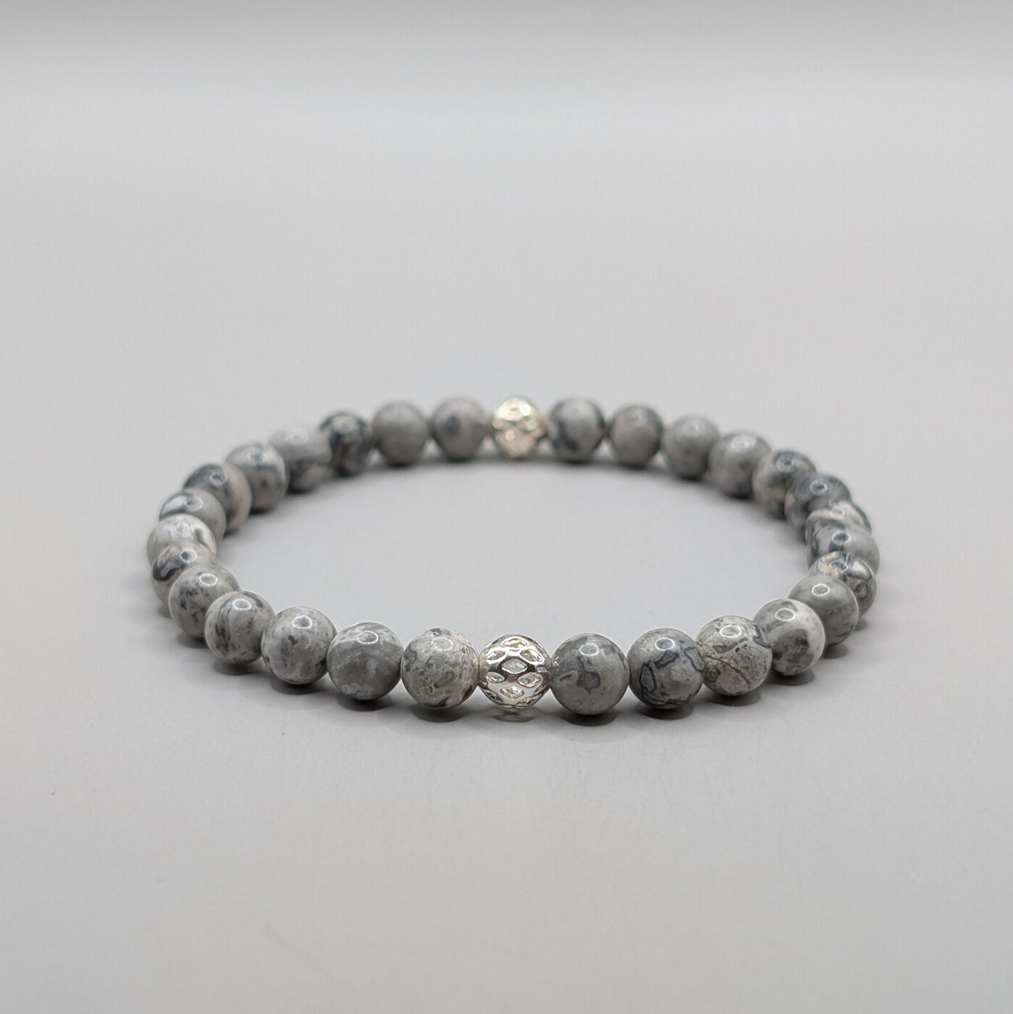 Map Stone & Silver Bracelet - 6mm Polished