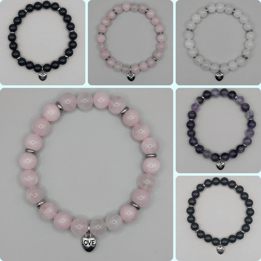 Love Heart Charm Bracelet - 8mm Silver