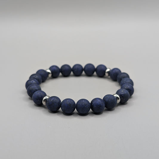 Lapis Lazuli & Stainless Steel Bracelet - 8mm Matte