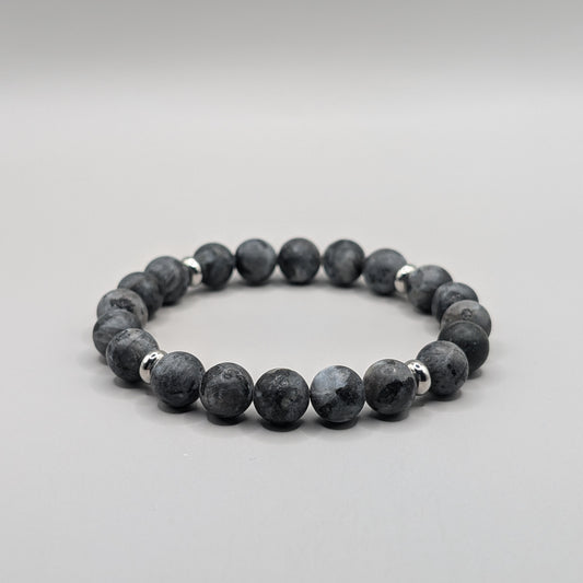 Labradorite & Stainless Steel Bracelet - 8mm Matte