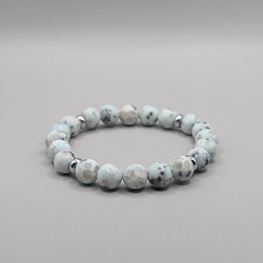 Sesame Seed Jasper & Stainless Steel Bracelet - 8mm Matte