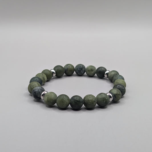 Taiwan Jade & Stainless Steel Bracelet - 8mm Matte