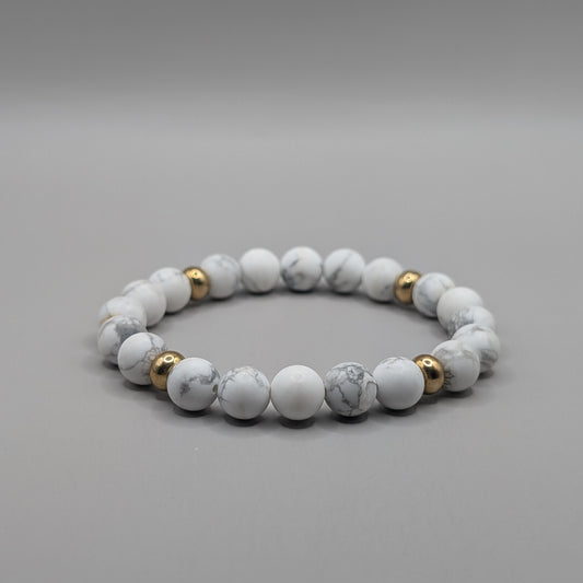 Howlite & Brass Bracelet - 8mm Matte