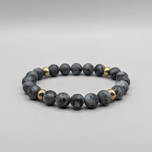 Labradorite & Brass Bracelet - 8mm Matte
