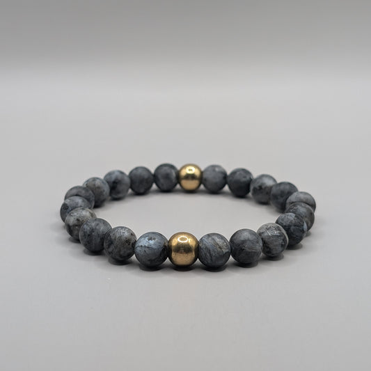 Labradorite & Brass Bracelet - 8mm Matte