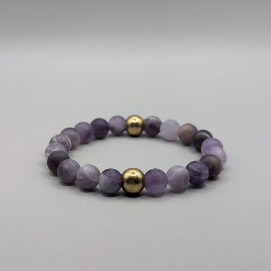 Amethyst & Brass Bracelet - 8mm Matte