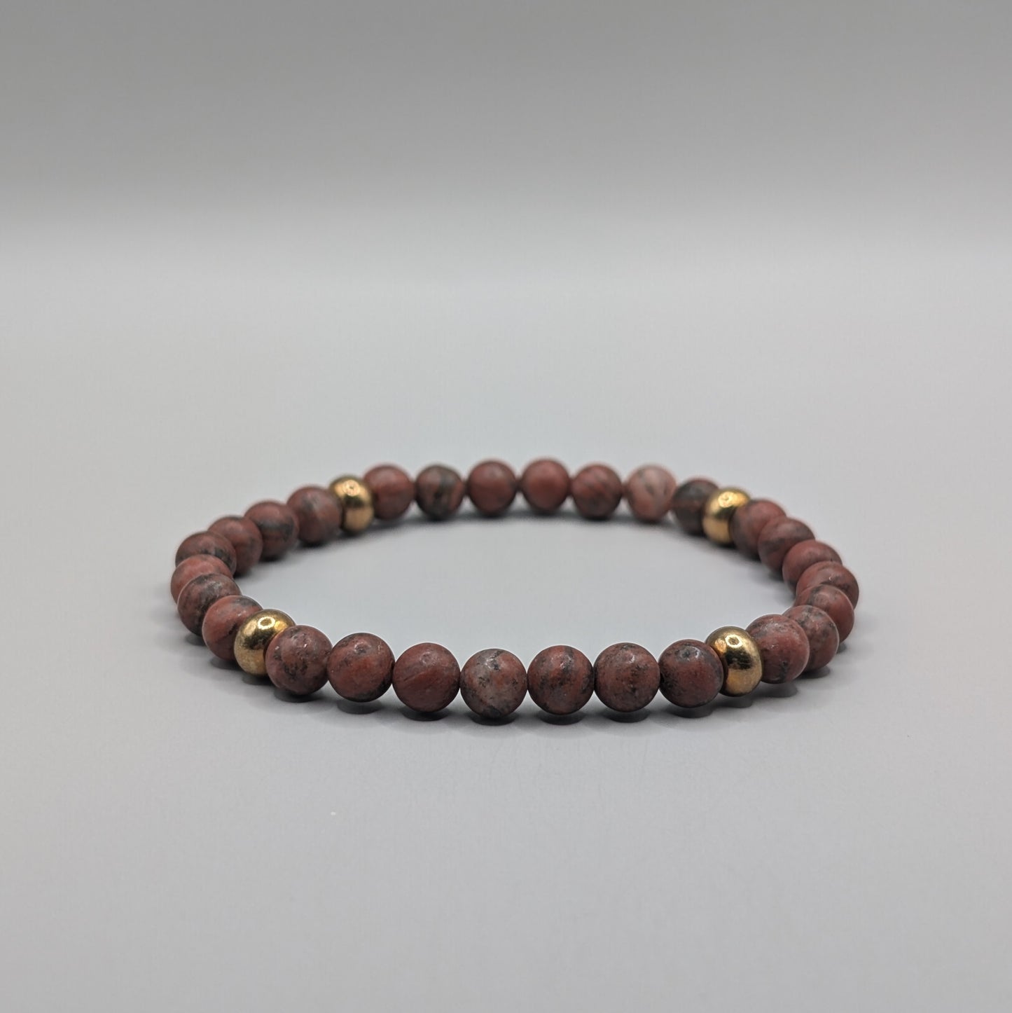 Red Jasper & Brass Bracelet - 6mm Matte