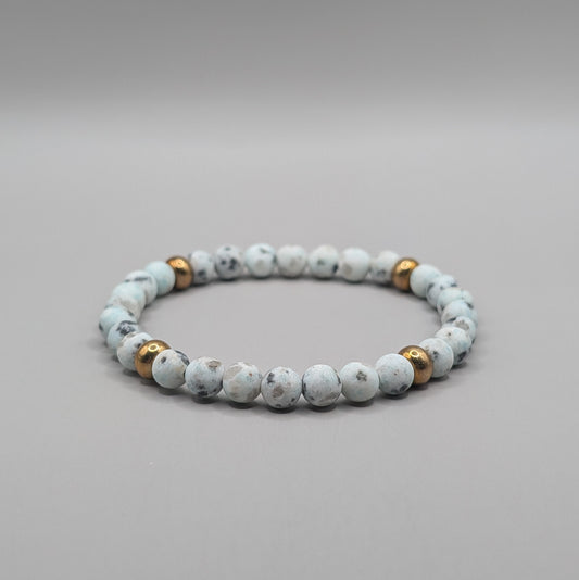 Sesame Seed Jasper & Brass Bracelet - 6mm Matte