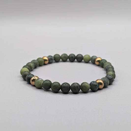 Taiwan Jade & Brass Bracelet - 6mm Matte