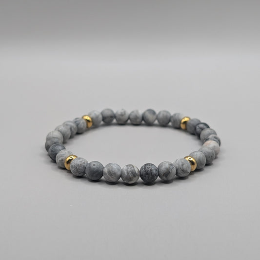 Map Stone & Brass Bracelet - 6mm Matte