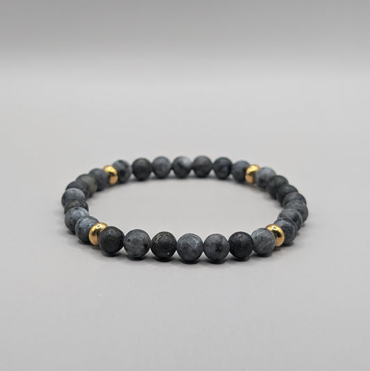 Labradorite & Brass Bracelet - 6mm Matte