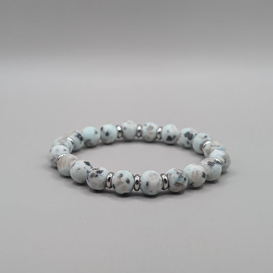 Sesame Seed Jasper & Stainless Steel Bracelet - 8mm Matte