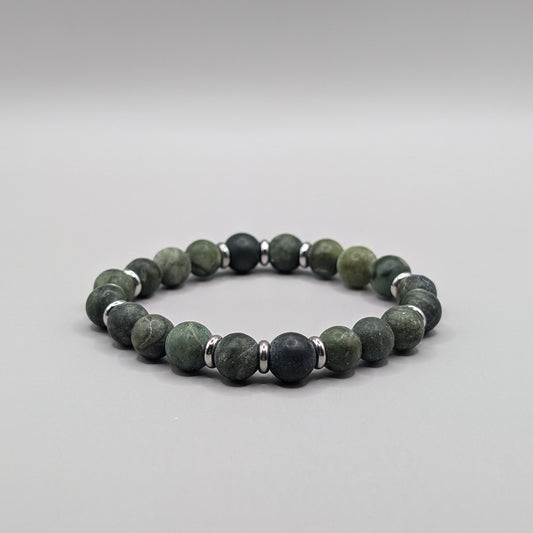 Taiwan Jade & Stainless Steel Bracelet - 8mm Matte