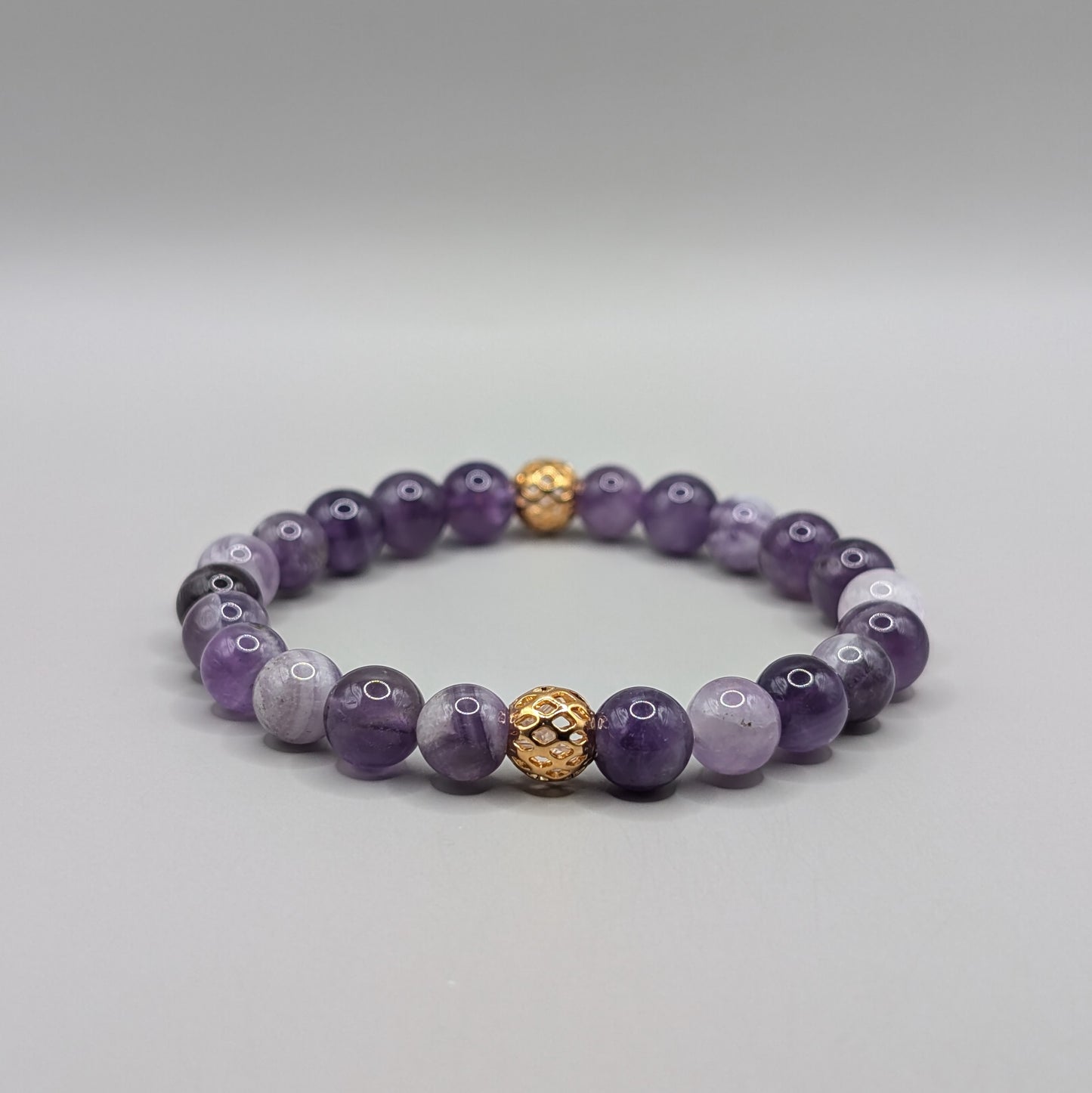 Amethyst & Gold Plated Bracelet - 8mm Polished