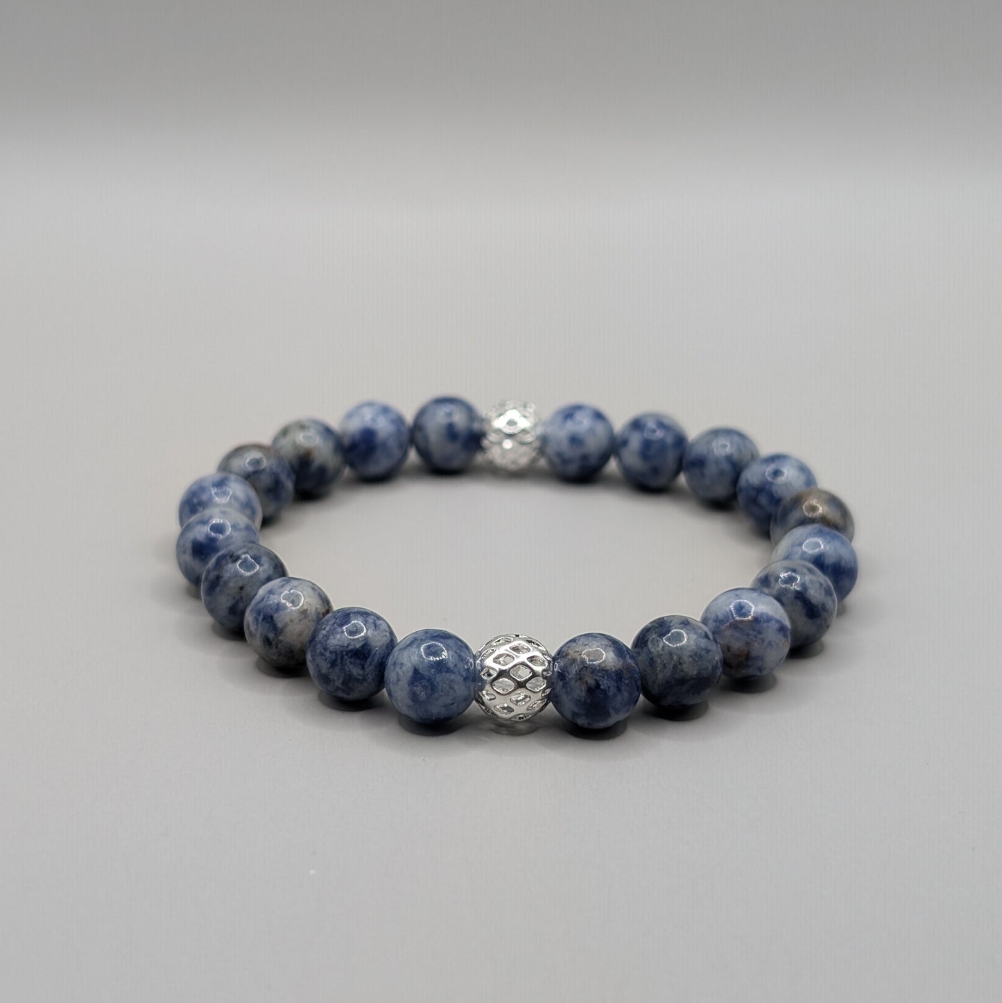 Sodalite & Silver Plated Bracelet - 8mm Polished