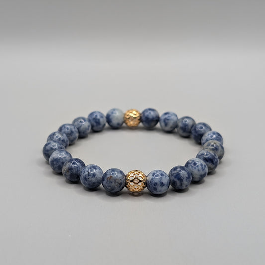 Sodalite & Gold Plated Bracelet - 8mm Polished