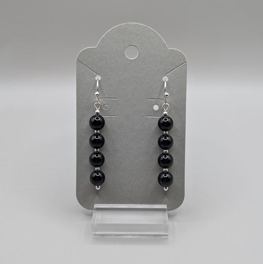 Onyx Earrings - Silver