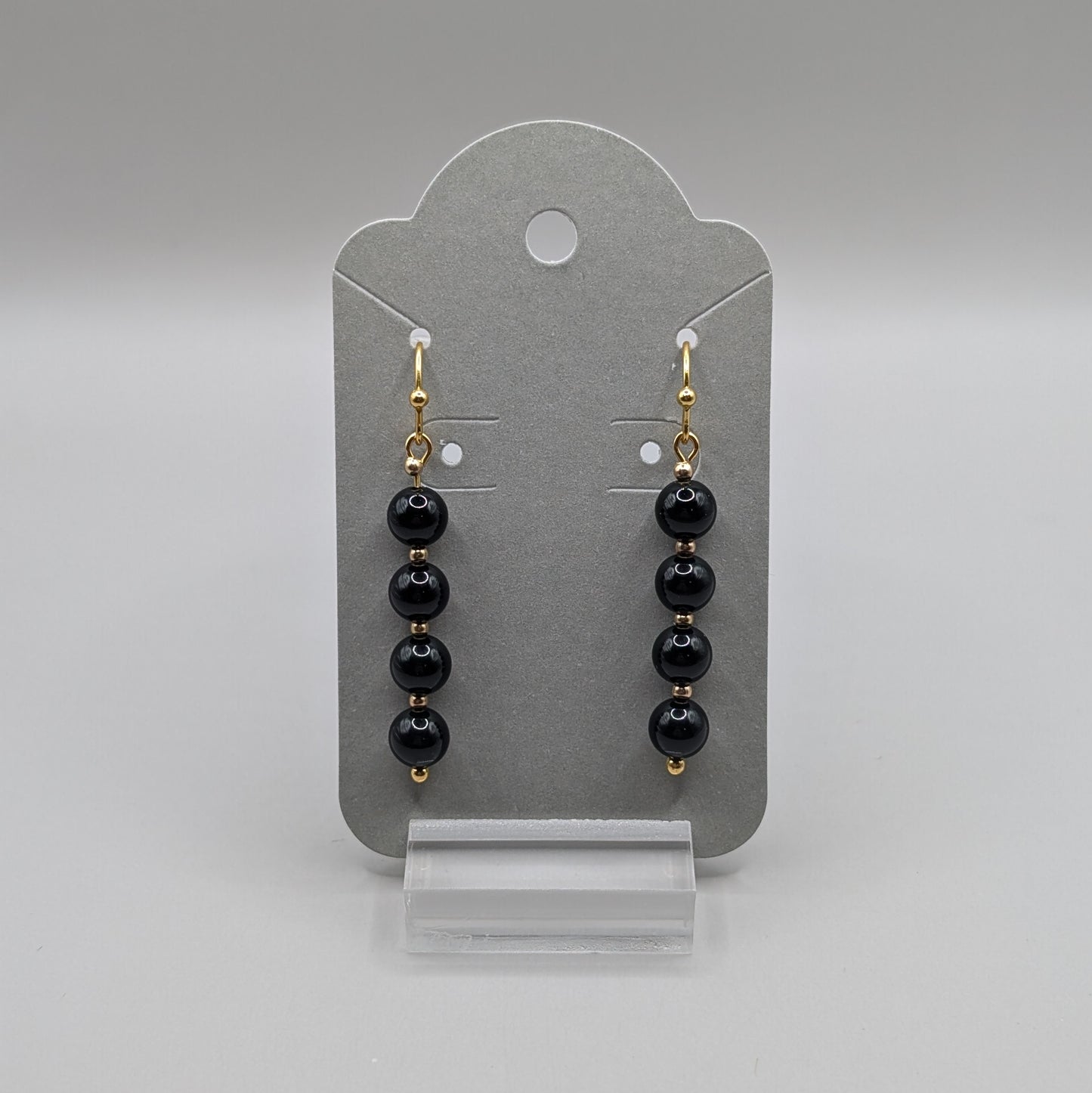 Onyx Earrings - Gold
