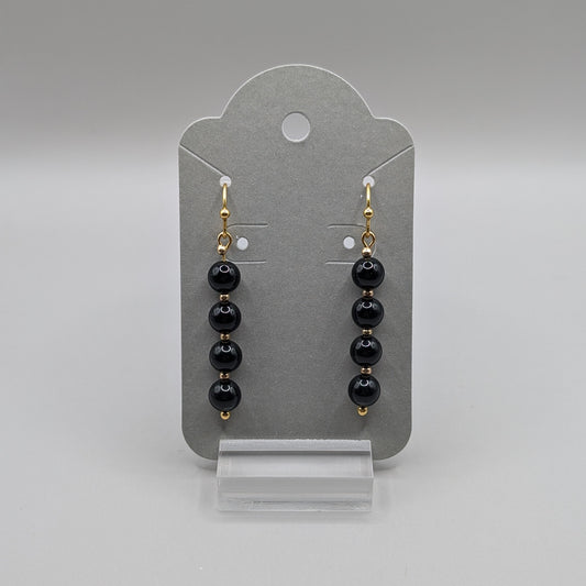 Onyx Earrings - Gold