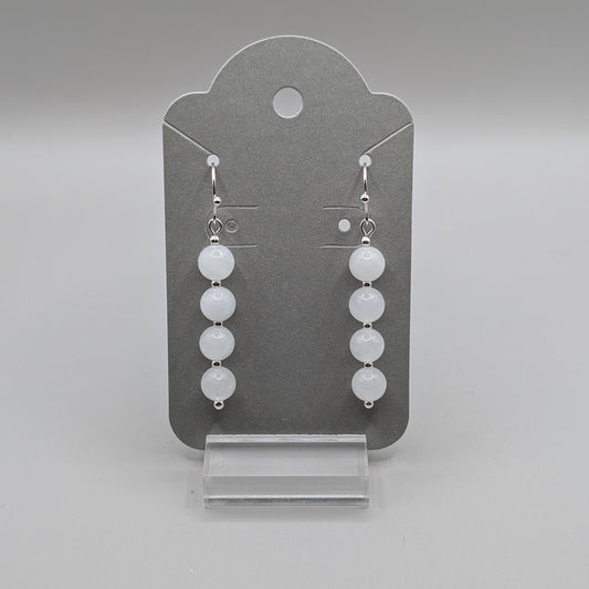 White Jade Earrings - Silver