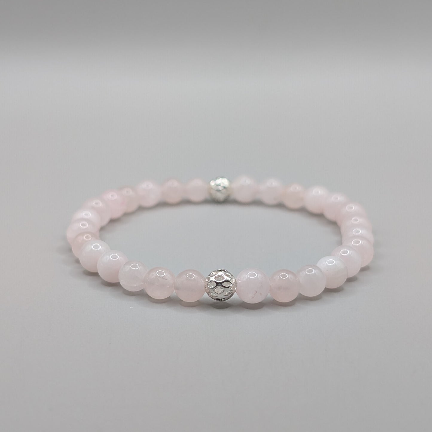 Rose Quartz & Silver Bracelet - 6mm Polished