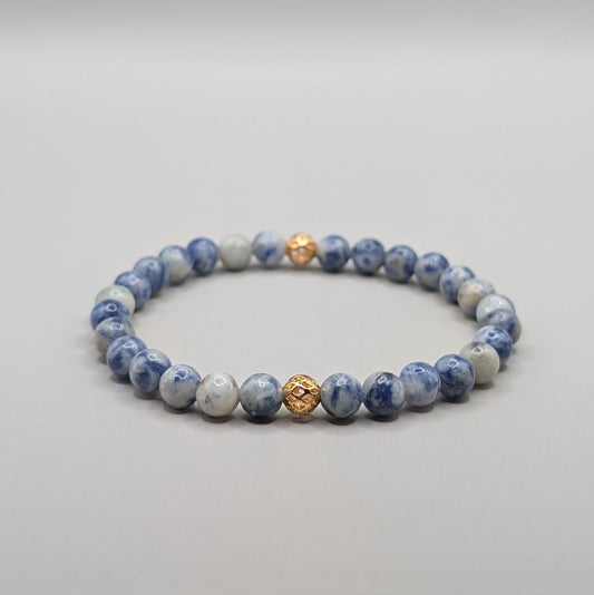 Sodalite & Gold Bracelet - 6mm Polished